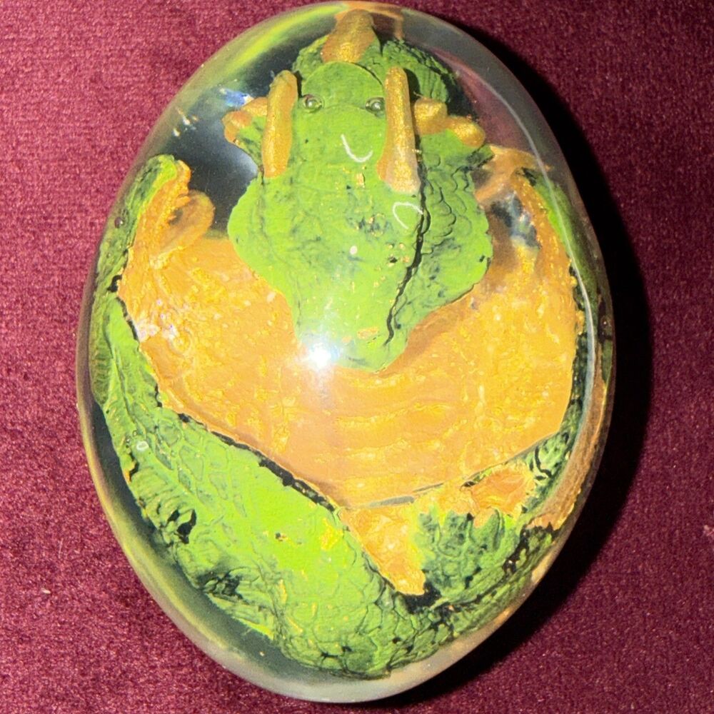 Clear Resin Dragon Egg Colorful 2.75" High x 2" Wide GREEN